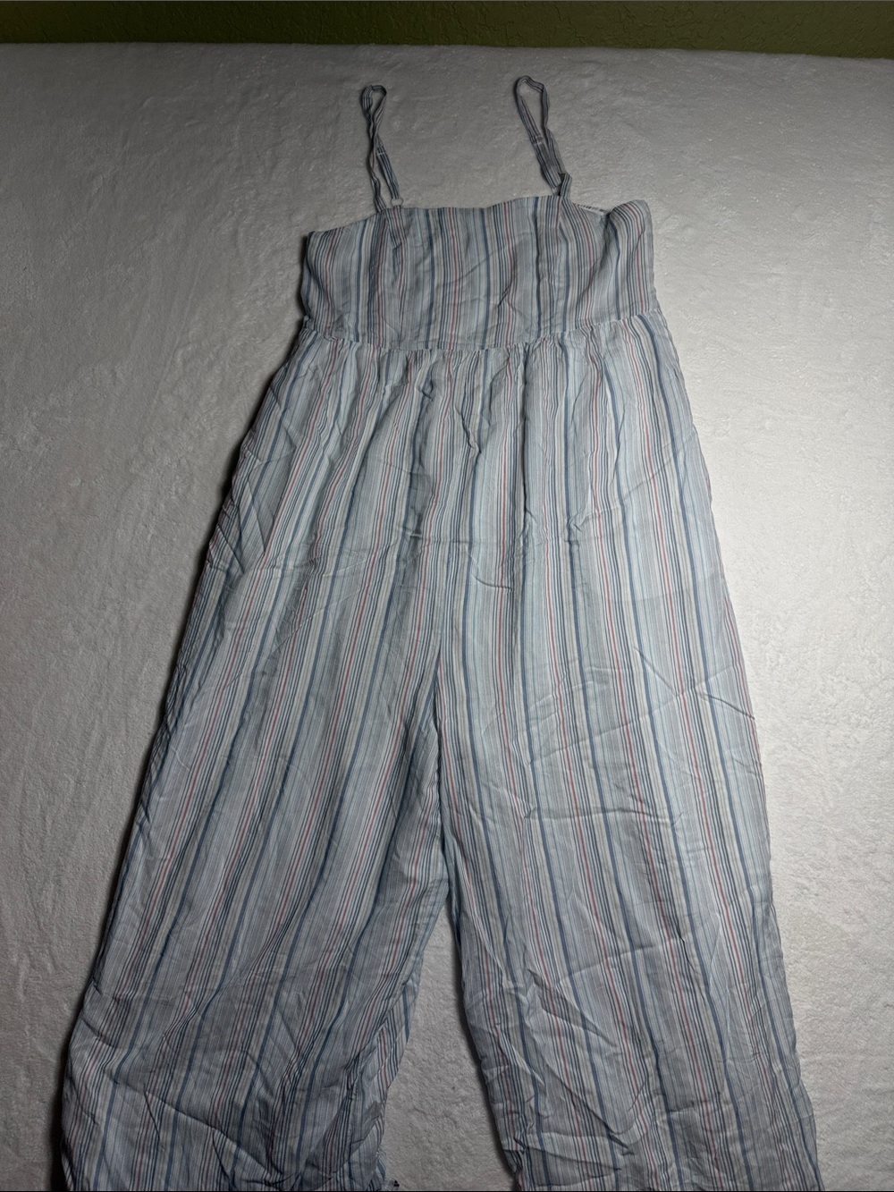Urban Outfitters Light Blue Striped Wide-Leg Jumpsuit